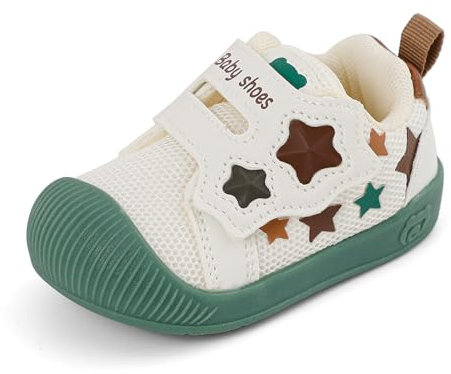 LACOFIA Zapatos Primeros Pasos Bebé Niños Calzado Respetuoso Bebé Zapatillas Deporte con Suela Goma Antideslizante Bebé Verde 21 EU(CN 19)