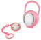 Clip Ciuccio con Catenella Portaciuccio e Box Portaciucciotto con Inserto in Argento PVD Lucido Personalizzabile con Incisione del Nome del Bambino - Regalo per la Nascita o il Battesimo Rosa