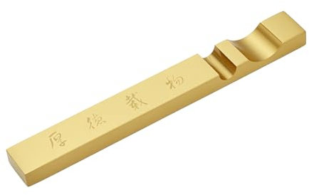 NBEADS Chinesische Kalligraphie Briefbeschwerer, 16x1.9x1cm Rechteckiger Messing Briefbeschwerer mit Rillen für Malerei Schreiben Sumi Zeichnung, Golden