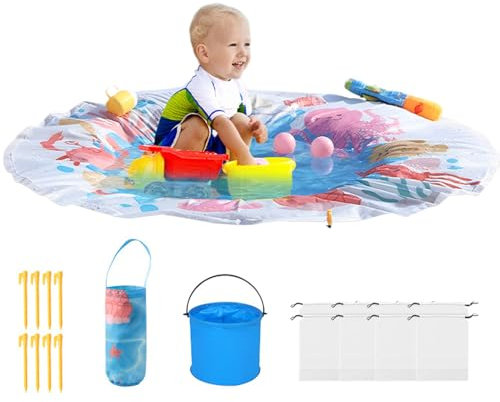 ETUCYNG 1,4 x 1,4 m spiaggia pozzanghera quadrata bambino spiaggia piscina 2 in 1 coperta da spiaggia coperta da spiaggia piscina con borsa per il trasporto per picnic viaggi vacanze