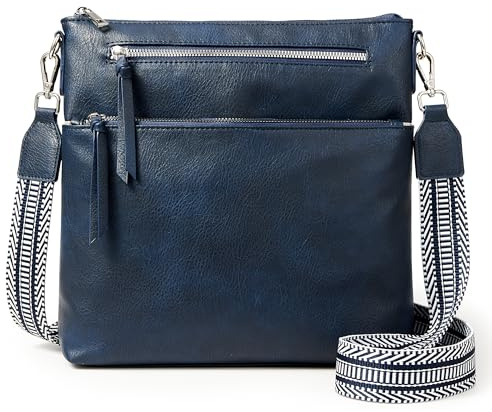 KALIDI Veganes Leder Handtasche Damen Groß Umhängetasche Damen Mittelgroß mit Verstellbarem Gurt Crossbody Bag für Schule Büro Arbeit Reisen Ausflug Einkauf