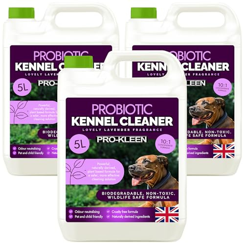 Pro-Kleen ProBiotic Kennel Cleaner 3 x 5L - Cleans & Neutralises Odours - Biodegradable, Non-Toxic, Wildlife & Pet Safe - Naturally Derived Ingredients - Cruelty Free & Vegan (Lavender Fragrance)