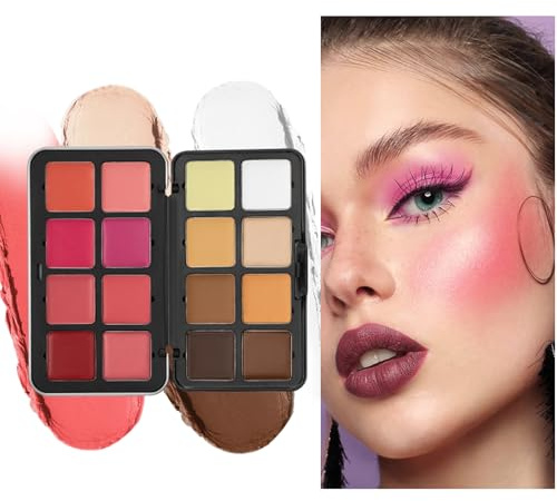 Concealer Foundation Palette, Lidschattenpalette, Cream Lidschatten Und Blush Set, Lang Anhaltende Wasserdichte Concealer Highlighter, 40G Für Frauen Mit Make-up-Weihnachtshochzeitsfeier Geburtstagsge