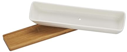 ORFOFE Rettangolare in con Sottovaso in Bamboo per Piantine Decorazione ed Esterni per Scrivanie e Ufficio