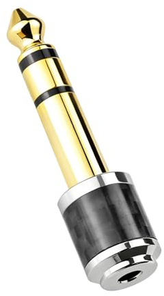 okcsc Adaptateur audio 6,35 mm vers 3,5 mm, convertisseur audio Hi-Fi, prise en cuivre plaqué or 24 carats avec boîtier en fibre de carbone, compatible avec téléphones/ordinateurs/guitares/casques