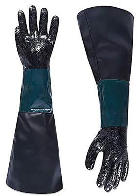 GREATRICH Guanti per Sabbiatrice, Guanti in Gomma Rinforzati da 60cm con Palmo Antiscivolo, Guantis a Manica Lunga per Cabina Sabbiatrice, per Modelli 60, 90, 110, 260