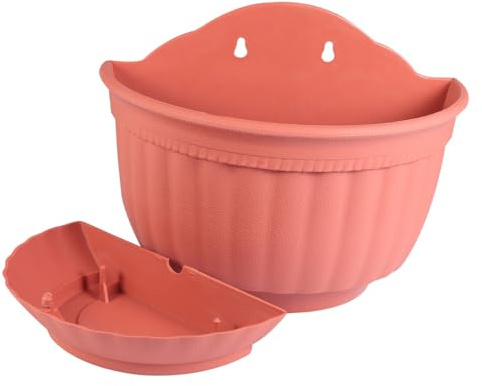 Veemoon Pot de Fleurs Suspendu en Plastique Imitation Cuir en Demi-Cercle Pot Mural Semi-Circulaire Crochet pour Camping et Décoration D'intérieur