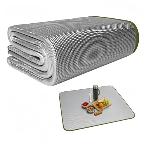 Isoliermatte Camping 9mm dick Faltbare Alu Isomatten Isolierdecke Outdoor Kälteabweisend Wasserdicht Matte für Zeltunterlage pflegeleicht für Picknicks Aktivitäten Yoga und Sport(200x200cm)