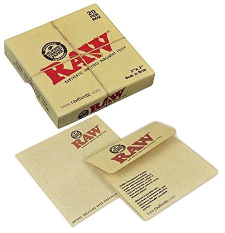 RAW Unrefined Parchment Paper Pouch 3 x 3 20 Pouch Box by RAW