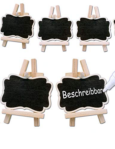 HOMETOOLS - 6X Klassische Holz-Tafel Tisch-Aufsteller, Vintage Landhaus, 9x7cm, 6er Set