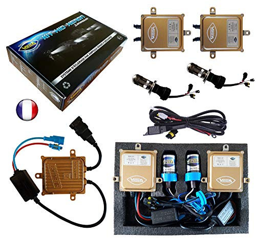 VEGA HID Bi Xenon-Set, französische Marke, H4, Hilo, 4300 K, 55 W, Slim DSP AC, Leuchtmittel mit Metallsockel