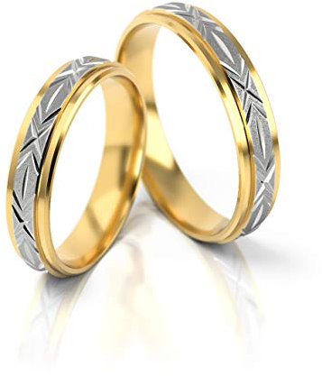 JC Trauringe Gelbgold Eheringe Gold I Verlobungsringe I Partnerringe | Paarpreis inkl. Gravur in edler Schatulle I 2 Hochzeitsringe (14 Karat (585) Bicolor)