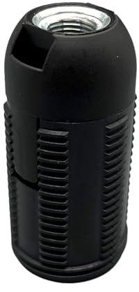 E14 Lampenfassung Schwarz mit Gewindemantel + Sockel mit IOS-Feingewinde M10x1 - Fassung für Lampen