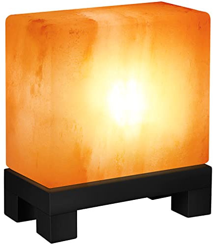 UMAID Authentic Natural Himalayan Salt Lamp, Pink Crystal Natural Rock Salt from the Himalayan Mountains, Wooden Base with Stylish Stand, UL Listed Dimmer Cord