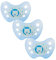 dentistar Night Silikon Schnuller 3er-Set - Größe 1 Schnuller 0-6 Monate - Glow in the Dark Nuckel mit Dentalstufe – BPA-frei – Made in Germany - Löwe, Blau