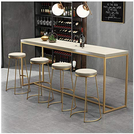 LWG - Taburetes Mesa de Bar Hierro Arte Cocina Industrial Mesa de Comedor de café Mesa Alta con Marco de Madera Maciza y Metal para Pub Restaurante Sala de Estudio 120/140/160/200/240 x 40 x 105 cm