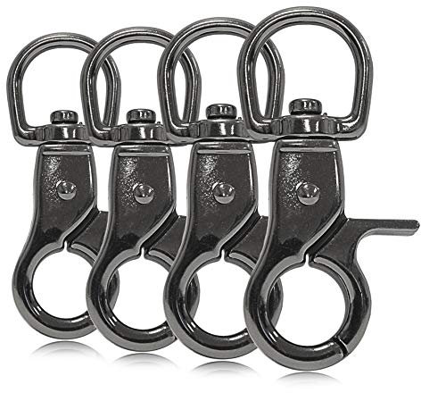 Ganzoo Scherenkarabiner-Haken mit Drehgelenk L: 60 mm, Schnappkarabiner für Hunde-Leine, 4 Stück, Wirbelkarabiner, Triggerhead für Paracord 550 Hundehalsband, legierter Stahl, Drehkopf, Farbe: Titan