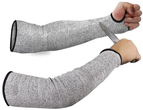 IXIGER Mangas resistentes a los cortes, mangas Kevlar de 45 cm, protección de brazo de nivel 5, resistentes a la abrasión, protector de brazo de seguridad para jardín, cocina, yark work, 1 par (gris),