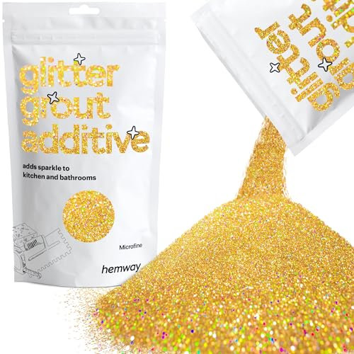 Hemway Glitter Grout Additive - Gold Holographic | 100g Microfine Flakes for Adding Sparkle to Old & New Kitchen & Bathroom Tiles | Enhance Your Indoor Grouting Projects with a Sparkly Effect
