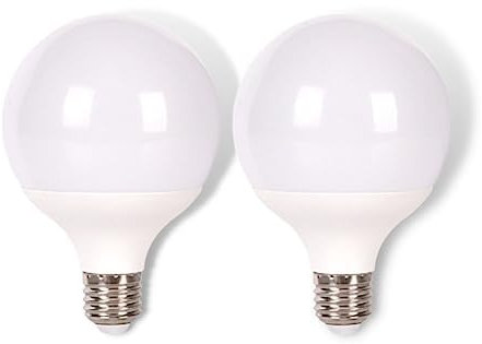 JANDEI - Packung mit 2 x LED-Leuchtmitteln, G95, E27, 15W (entspricht 100W) 1500 Lumen, warmweißes Licht 3000K, CRI＞80, 270 Grad Abstrahlwinkel, nicht dimmbar, Büro, Haus, Küche.