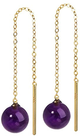 NKlaus Paar echt Amethyst Durchzieher 6mm Gelbgold 333 8 Karat Gold Ohrringe Ohrhänger 7952