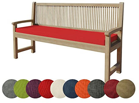 chilly pilley Bankkissen Bankauflage Polsterauflage Reißverschluss mit Schlaufen Kissen für Gartenbank Gartenbankauflage für Gartenmöbel Sitzkissen & Rückenkissen Outdoor (110 x 40 x 5 cm, Rot)