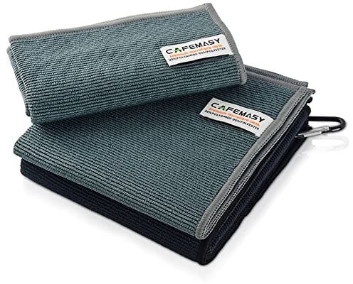 CAFEMASY Barista Cleaning Towel with Hook Set Pack of 3pcs Soft Barista Mirco Fiber Cloth for Cleaning Espresso Coffee Machine Steam Wand and Coffee Bar Counter