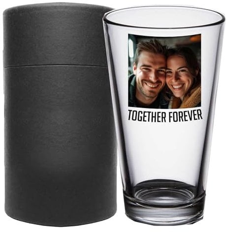 Personalised Printed 473ml Pint Beer Glass – Beer Gifts, Custom Gifts for Men, Customized Drinking Cup, Father’s Day Birthday Reunion, Funny Novelty Gift, Him Friend Brother Dad, Photo Picture Image