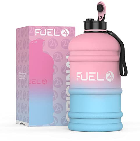 Fuel24 Jug - 2.2 Litre Water Bottle - Extra Strong Flex Material - Drop Proof, Pop or Straw Cap Options - 2.2L Large Gym Sports Bottle, BPA FREE