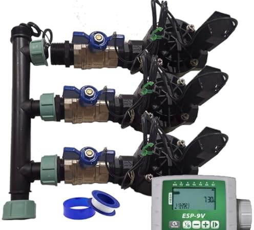 Suinga Sistema de Riego Automático para Jardín de 3 Zonas | Programador ESP 9V | Electroválvulas HV 1 9V