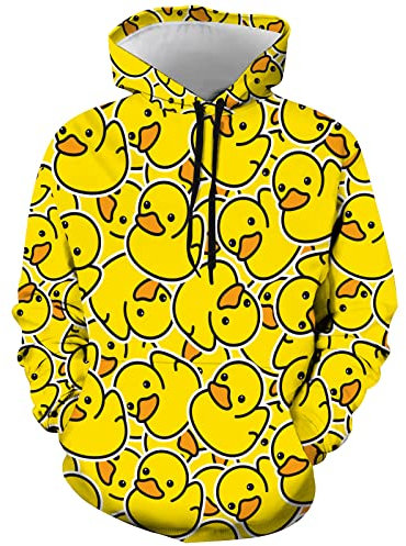 GNEW Herren Damen Kapuzenpullover Gelb Gummiente Pullover Langarm Kapuzenpullover, Ente, Small