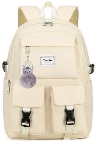 Ternbay Wasserdicht Frauen Rucksack Netter Schulrucksack für Mädchen Mode Laptop Rucksack für Frauen Creme