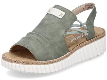 Rieker Damen Pantoletten 69262, Frauen Slipper,sommerclogs,Schlupfschuhe,schluepfschuhe,Slides,Slip-ons,Backless Slipper,grün (52),43 EU / 9 UK