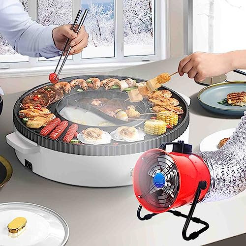 PRUJOY Desktop Exhaust Fan Oil Exhaust Fan Vertical Exhaust Fan Oil Fume Fan Range Hood Stepless Speed Regulation 2800r/min (Pipe length 6M)