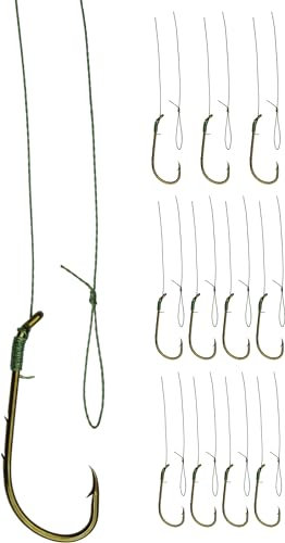 Storfisk fishing & more 12 x Gebundene Angelhaken Wurmhaken mit 50 cm geflochtener Schnur, Größe:Set