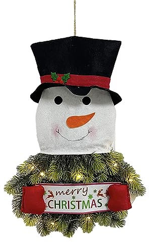 RASOLI Ghirlande di Natale per la Porta d'ingresso | Ghirlanda realistica con Ciondolo di Babbo Natale con luci - Forniture per Decorazioni Natalizie per Portico, corrimano, Sala da Pranzo, Ingresso