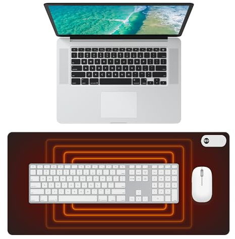 Lotvic Beheizte Schreibtischunterlage, Tischunterlage Beheizte, Beheiztes Mauspad, Mauspad mit Funktion Heizung 3 Heizstufen für PC, Laptop, Zuhause, Büro, Wasserdichte, Schwarz, 80 x 33cm