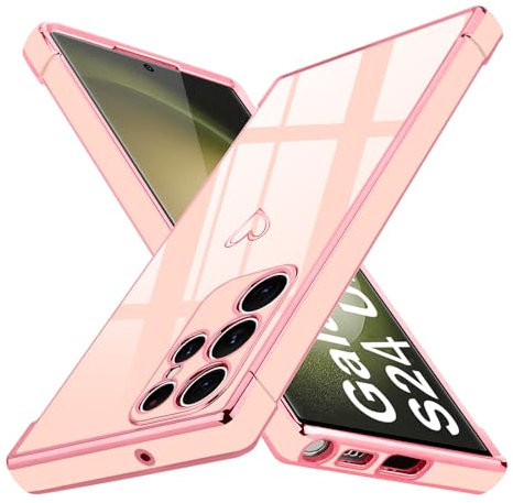 Lafunda Cover Compatibile con Samsung Galaxy S24 Ultra 5G Custodia con protezione fotocamera Sottile Morbido TPU Silicone Antiurto Protettiva Case amore Paraurti Donne per Samsung S24 Ultra 5G Rosa