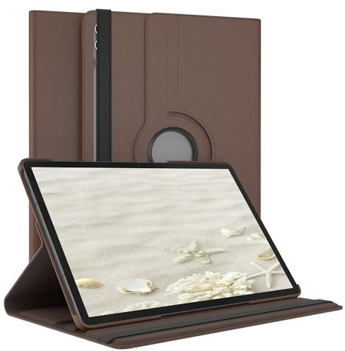 EAZY CASE - Tablet Hülle für Samsung Galaxy Tab S9 Plus Schutzhülle 12.4 Zoll Smart Cover Tablet Case Rotationcase zum Aufstellen Klapphülle 360° drehbar mit Standfunktion Tasche Kunstleder Braun