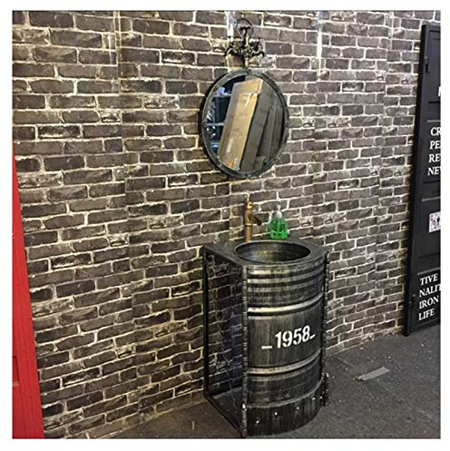 SmPinnaA Lavabo Da Bagno Da Terra, Mobile Lavabo In Ferro Battuto In Stile Industriale Con Rubinetto E Scarico 20,8 X 17,7 X 32,2 Pollici, Bronzo, Mobile Lavabo