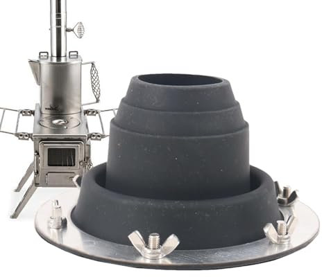 Povanjer Dachrohr-Einfassungsset, Ofenrohr-Einfassung für Zelt | Hochtemperatur-Silikon-Rohrmanschetten-Blinker | Brennholzofen, Schornstein, Entlüftungszelt, Rauchabzug, Verbrühungsschutz für