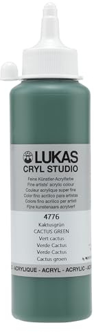 Lukas CRYL Studio Künstler-Acrylfarbe, Kaktusgrün, 250 ml Flasche - Hochpigmentierte Acrylfarben für Leinwandmalerei, Großformatige Werke - Mittelviskosität, Wassermischbar, Schnelltrocknend