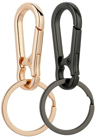 Wikavanli Metal Keychains Keyring Key Chain Ring Clip Holder Organizer for Home Car Keys Key Finder Women Men (2, Gold Black)
