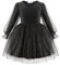 Arshiner Girls Dresses Tulle Kids Long Sleeve Dresses Lanternes Manches A-line Round Neck Dresses Party Autumn Winter Dress for Girls 5-6 Years Black