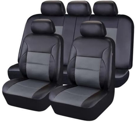 MaKeMoney Auto Sitzbezüge FüR Dacia Sandero Stepway 3.GEN 2.Gen 2012-2025, Leder Schonbezüge Vordersitze und Rückbank Sitzschoner Kompletter Satz Auto Zubehör, D/Black Gray