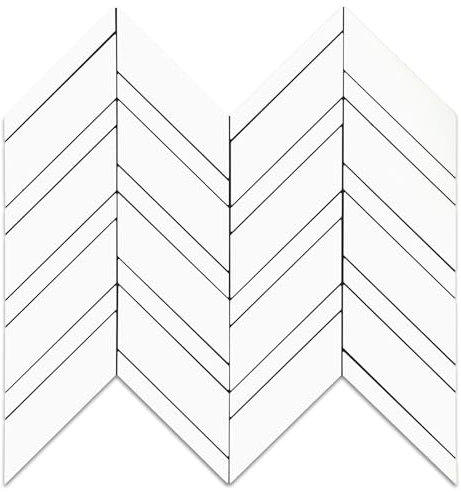 Yipscazo 10 Sheets Herringbone Stick on Tiles,Pure White Splashback for Kitchen Wall, Waterproof Self Adhesive Wall Tiles for Bathroom