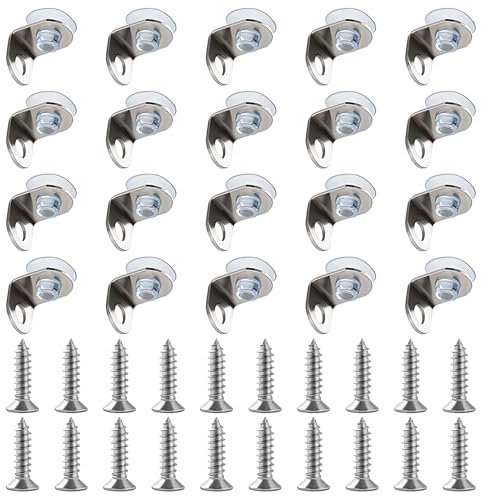 Lyeteung 20 Pezzi 12×11.5×14.5 mm Acciaio Inossidabile Staffe di Fissaggio per Mensole in Vetro, Staffe Perni, Staffa di Fissaggio Mensola Pioli, con Base a Ventosa e Vite, per Cucina e Armadi