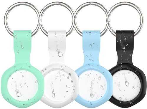 Air Traceur Tag avec étui étanche,de Portefeuille Fonctionne avec Apple Localiser (iOS Uniquement),Batterie Remplaçable,Trouve Bluetooth Tracker pour Sacs,Bagages,Animaux et Sac à Dos,4 Paquet