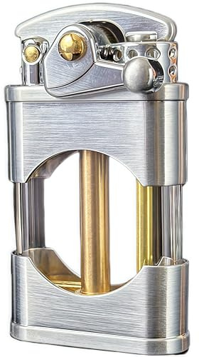 DCSCRFE Vintage Transparent Kerosin Feuerzeug Winddicht Nachfüllbar Retro Silver