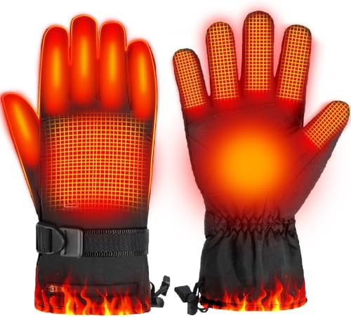 OBEST 4000mAh Beheizte Handschuhe,Heizhandschuh, 3-Gang-Temperaturregelung und wasserdicht, Volle 5-Finger-Handschuhe,für Motorradfahren und Skifahren